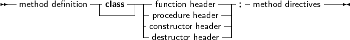 --              --     -----            ---- -              ----
  method definition --class--| - function header --|;  method directives
                          -pcrooncstedruucrteo hre haeadderer-|
                          -destructor header-|
     